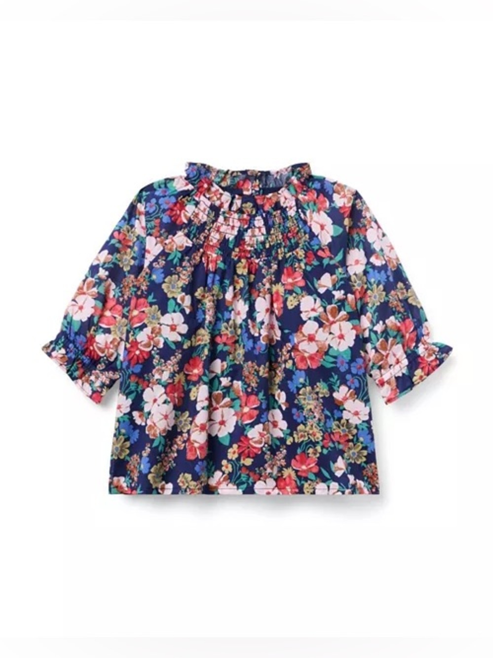 Brand New Janie & Jack Girls Floral Ruffle Smocked Top, Size 4, NWT